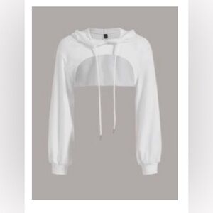 Drawstring Detail Super Crop Hoodie Without Camisole